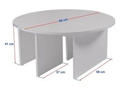 Mesa De Centro*Concept-Usine Mesa de centro redonda duo pinho atlântico 90cm - Modular e elegante Branco
