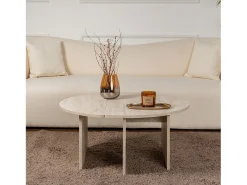 Mesa De Centro*Concept-Usine Mesa de centro redonda duo pinho atlântico 90cm - Modular e elegante Branco