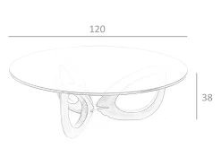 Mesa De Centro|Angel Cerda Mesa de centro redonda em vidro temperado e nogueira 2053 Castanho