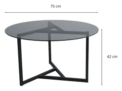 Mesa De Centro*Concept-Usine Mesa de centro redonda em vidro temperado Mia com pés em metal Preto