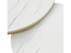 Hauss Spole Mesa de centro redonda empilhável com gaveta - Padrão de mármore brilhante - e dourado^ Mesa De Centro