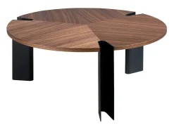 Discount Angel Cerda Mesa de centro redonda em nogueira e aço preto 2113 Castanho