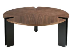 Discount Angel Cerda Mesa de centro redonda em nogueira e aço preto 2113 Castanho