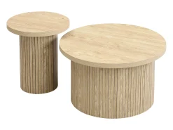 ModernLuxe Mesa de centro redonda encastrável - MDF - Natural^ Mesa De Centro