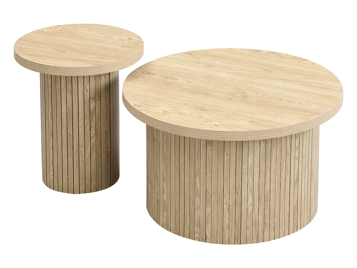 ModernLuxe Mesa de centro redonda encastrável - MDF - Natural^ Mesa De Centro