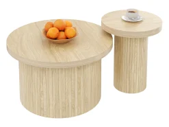 ModernLuxe Mesa de centro redonda encastrável - MDF - Natural^ Mesa De Centro