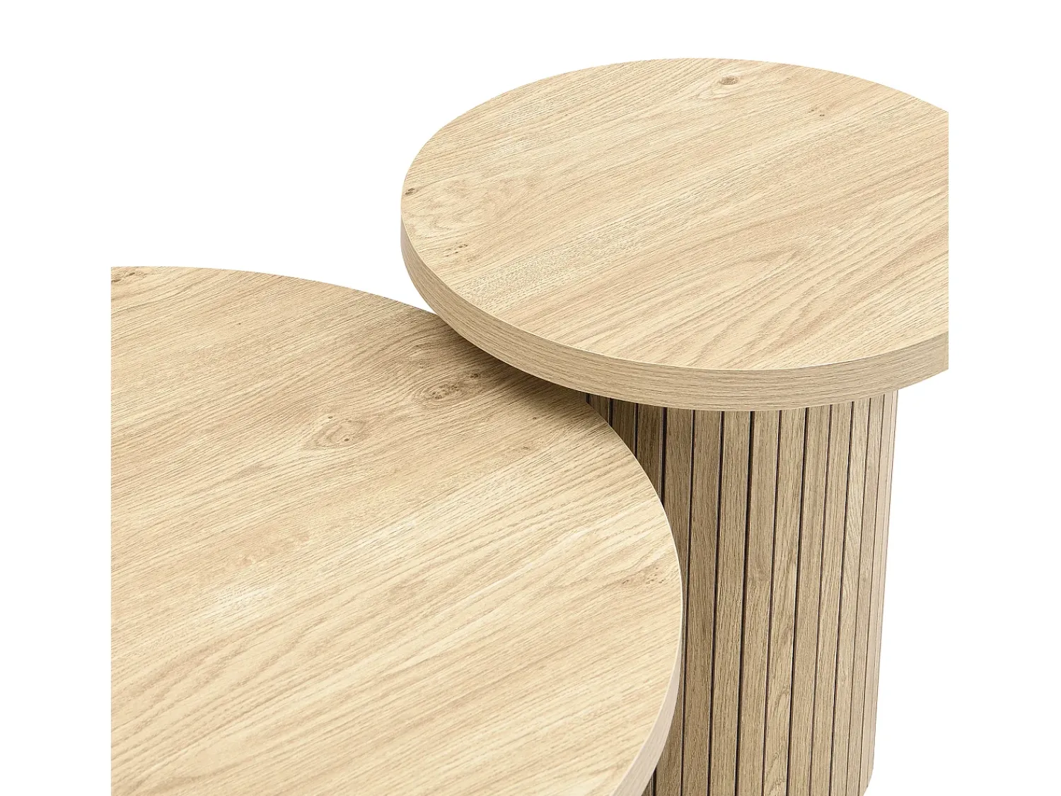 ModernLuxe Mesa de centro redonda encastrável - MDF - Natural^ Mesa De Centro
