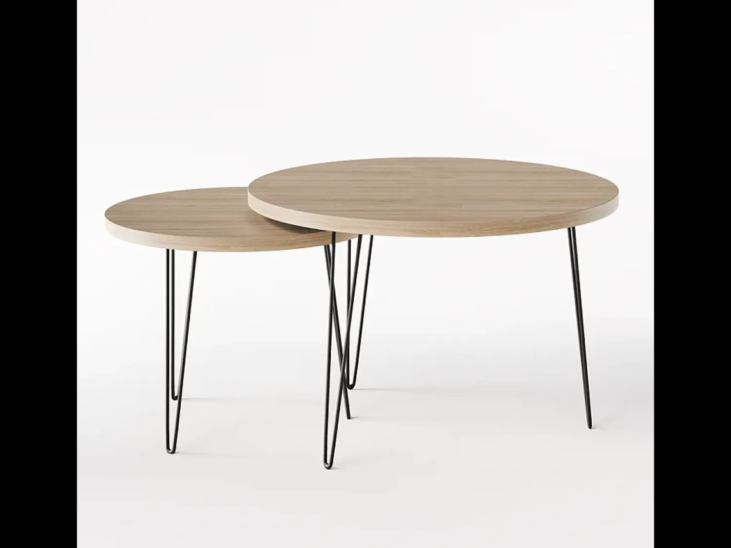 Discount Mesa de centro redonda LAPP conjunto Ø50 + Ø68 cm Carvalho Sonoma Castanho