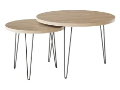 Discount Mesa de centro redonda LAPP conjunto Ø50 + Ø68 cm Carvalho Sonoma Castanho