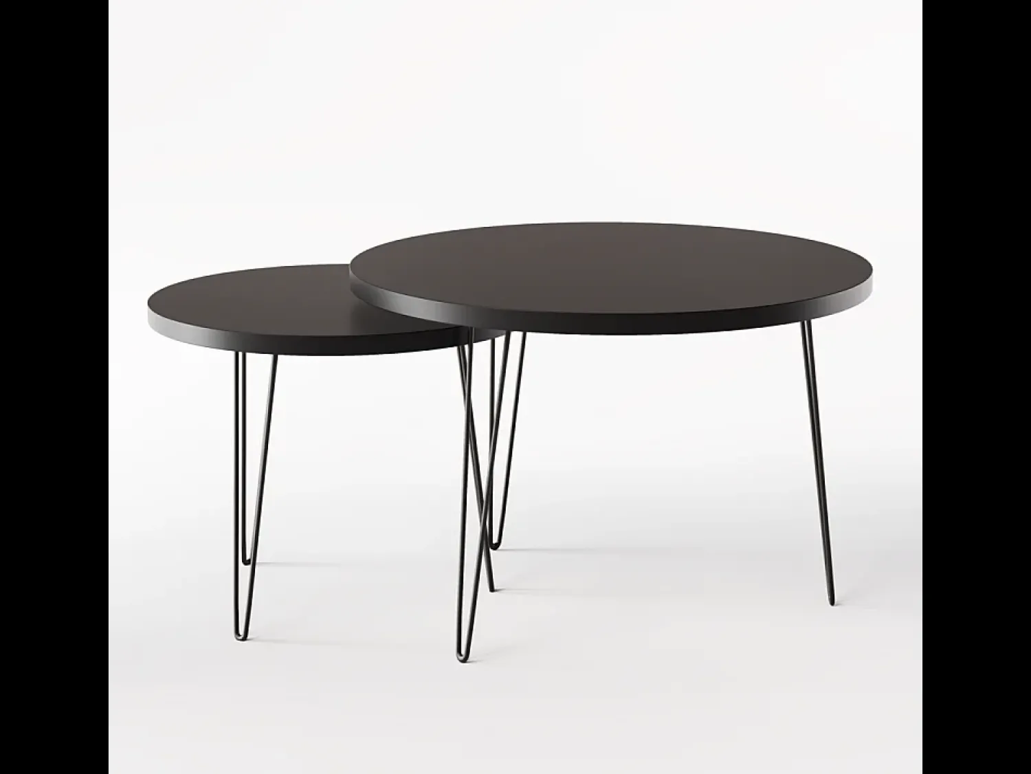 Mesa De Centro* Mesa de centro redonda LAPP conjunto Ø50 + Ø68 cm Preto