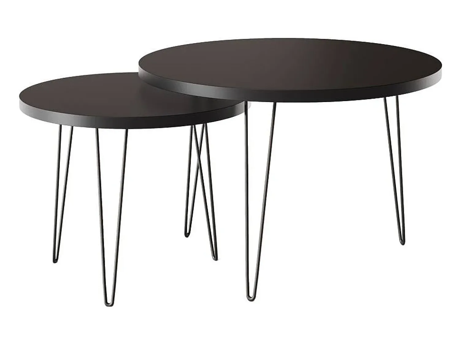Mesa De Centro* Mesa de centro redonda LAPP conjunto Ø50 + Ø68 cm Preto