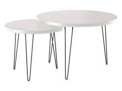 Mesa de centro redonda LAPP conjunto Ø50 + Ø68 cm Cinza^ Mesa De Centro