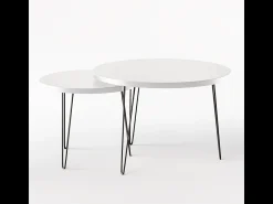 Mesa de centro redonda LAPP conjunto Ø50 + Ø68 cm Cinza^ Mesa De Centro
