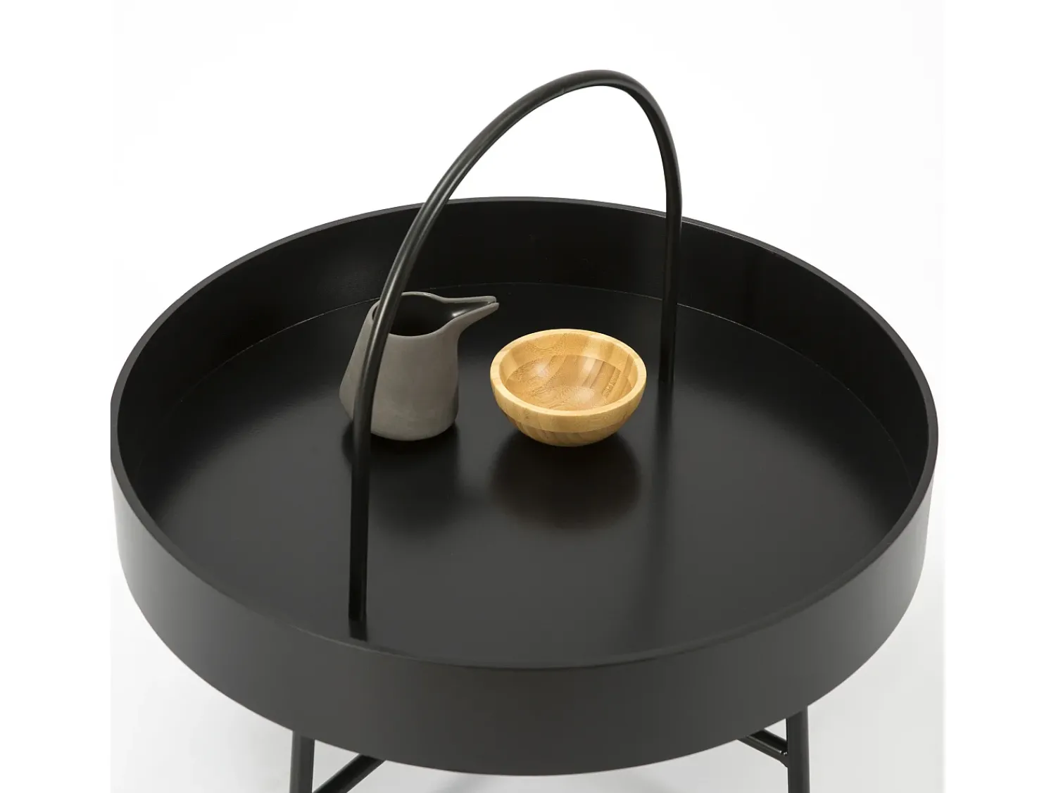 Mesa De Apoio*VS Venta-stock Mesa de Centro Redonda Manila, Tampo de MDF , Estrutura metálica Preto