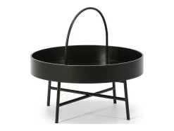 Mesa De Apoio*VS Venta-stock Mesa de Centro Redonda Manila, Tampo de MDF , Estrutura metálica Preto