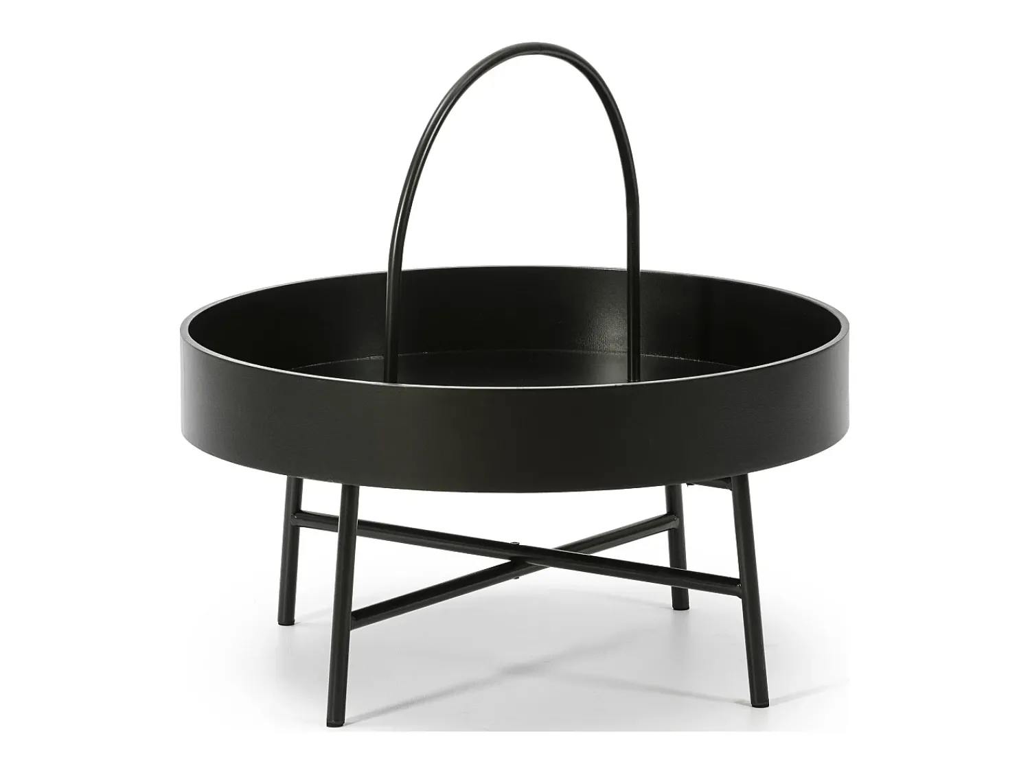 Mesa De Apoio*VS Venta-stock Mesa de Centro Redonda Manila, Tampo de MDF , Estrutura metálica Preto