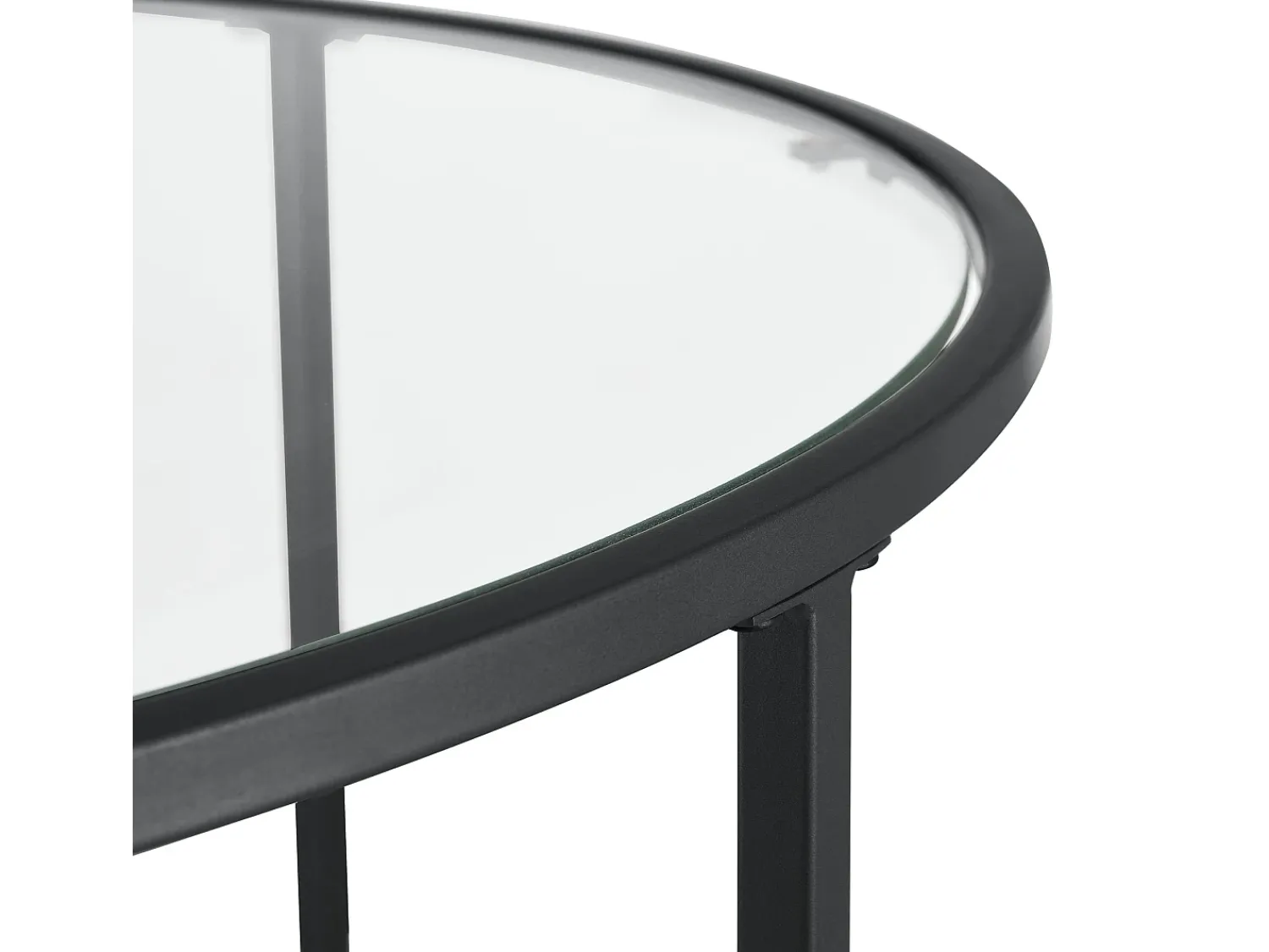 Clearance Helloshop26 Mesa de centro redonda para sala de estar tampo de vidro pés de aço 84 cm preta 03_0006180 Cinzento