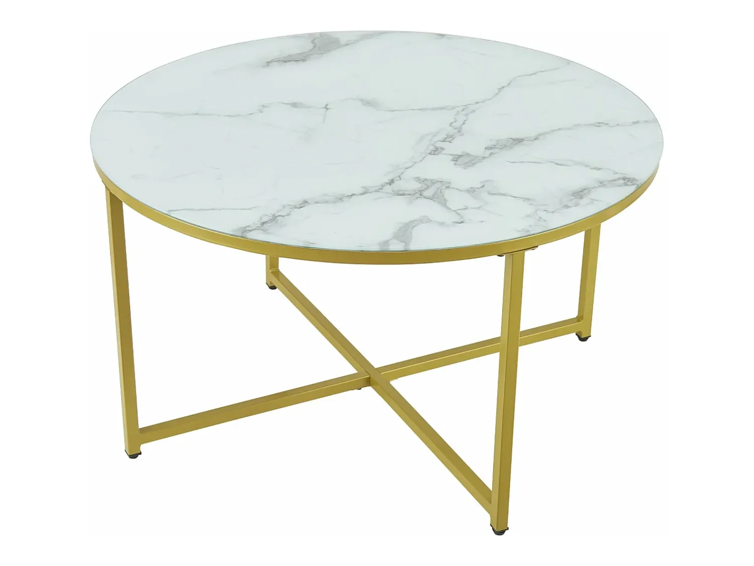 Mesa De Centro*Helloshop26 Mesa de centro redonda para sala de estar 45 x 80 cm mármore /dourado 03_0008496 Branco