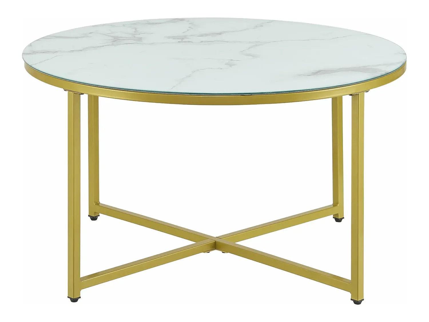 Mesa De Centro*Helloshop26 Mesa de centro redonda para sala de estar 45 x 80 cm mármore /dourado 03_0008496 Branco