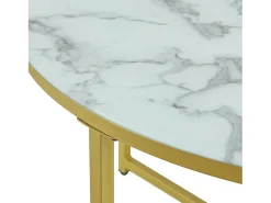 Mesa De Centro*Helloshop26 Mesa de centro redonda para sala de estar 45 x 80 cm mármore /dourado 03_0008496 Branco