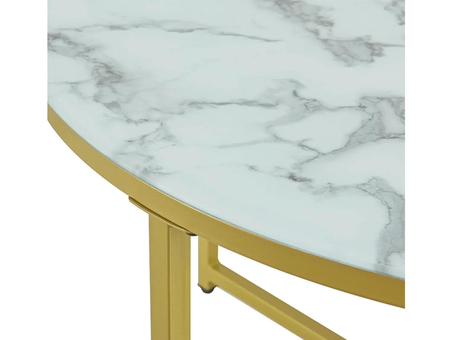 Mesa De Centro*Helloshop26 Mesa de centro redonda para sala de estar 45 x 80 cm mármore /dourado 03_0008496 Branco