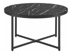 Mesa De Centro|Helloshop26 Mesa de centro redonda para sala de estar 45 x 80 cm mármore / 03_0008497 Preto