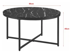 Mesa De Centro|Helloshop26 Mesa de centro redonda para sala de estar 45 x 80 cm mármore / 03_0008497 Preto