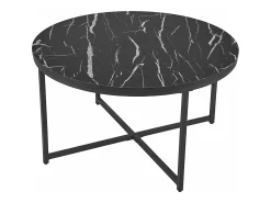 Mesa De Centro|Helloshop26 Mesa de centro redonda para sala de estar 45 x 80 cm mármore / 03_0008497 Preto