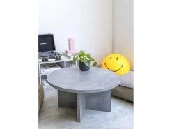 Outlet Mesa de centro redonda, painel laminado efeito microcimento de 80 cm Cinzento