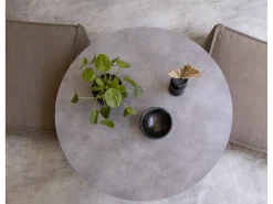 Outlet Mesa de centro redonda, painel laminado efeito microcimento de 80 cm Cinzento