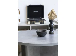 Outlet Mesa de centro redonda, painel laminado efeito microcimento de 80 cm Cinzento