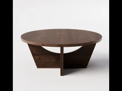 Mesa De Centro* Mesa de centro redonda TORI Ø90 cm Carvalho Chocolate Castanho chocolate