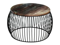Mesa De Centro* Mesa de centro redonda 68x37 cm madeira reciclada maciça PT169711 Castanho