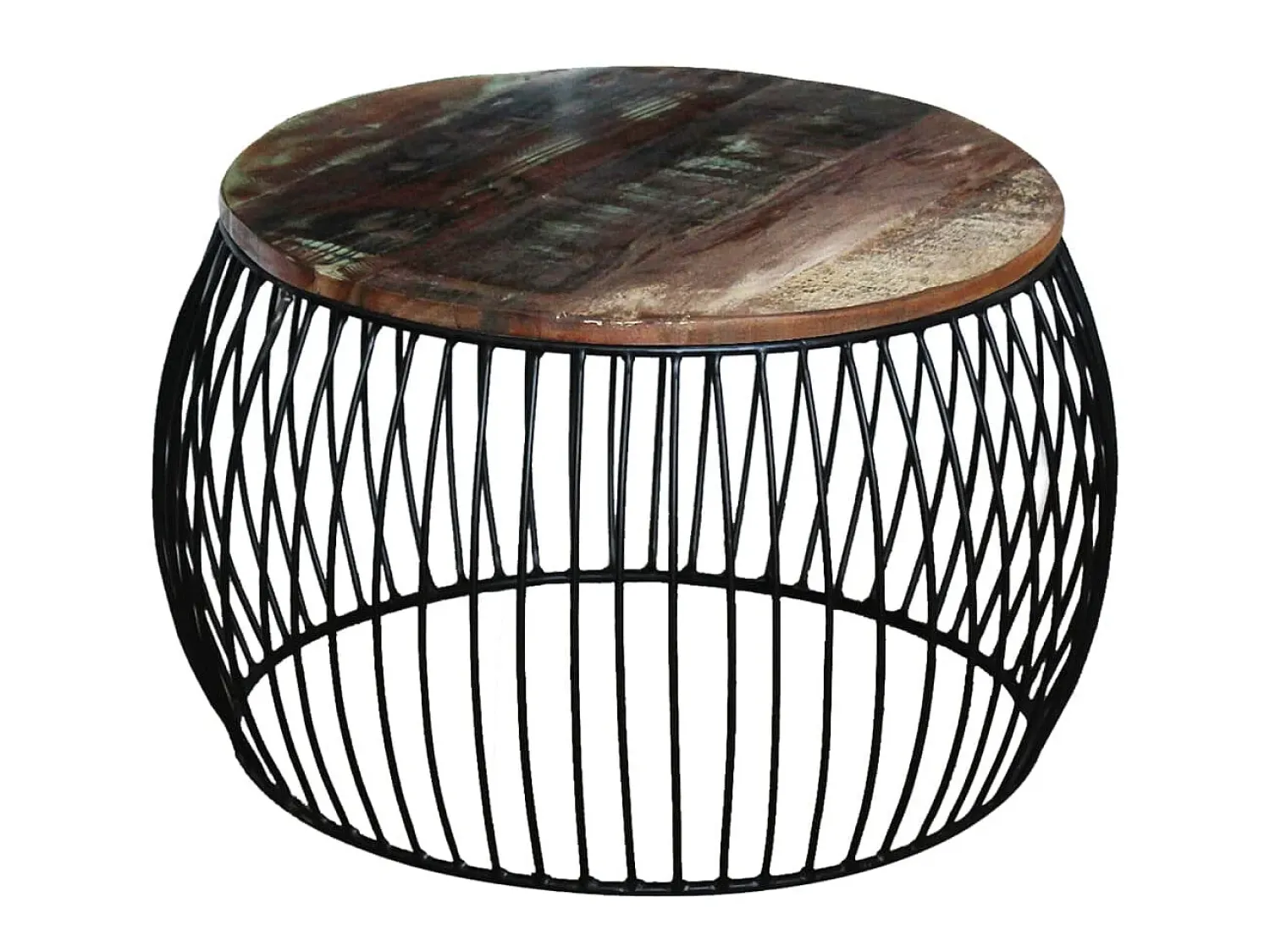 Mesa De Centro* Mesa de centro redonda 68x37 cm madeira reciclada maciça PT169711 Castanho