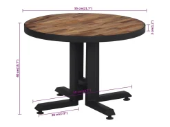Mesa De Centro*vidaxl Mesa de centro redonda Ø55x40 cm teca recuperada maciça Natural claro