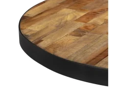 Mesa De Centro*vidaxl Mesa de centro redonda Ø55x40 cm teca recuperada maciça Natural claro