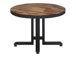 Mesa De Centro*vidaxl Mesa de centro redonda Ø55x40 cm teca recuperada maciça Natural claro