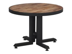 Mesa De Centro*vidaxl Mesa de centro redonda Ø55x40 cm teca recuperada maciça Natural claro