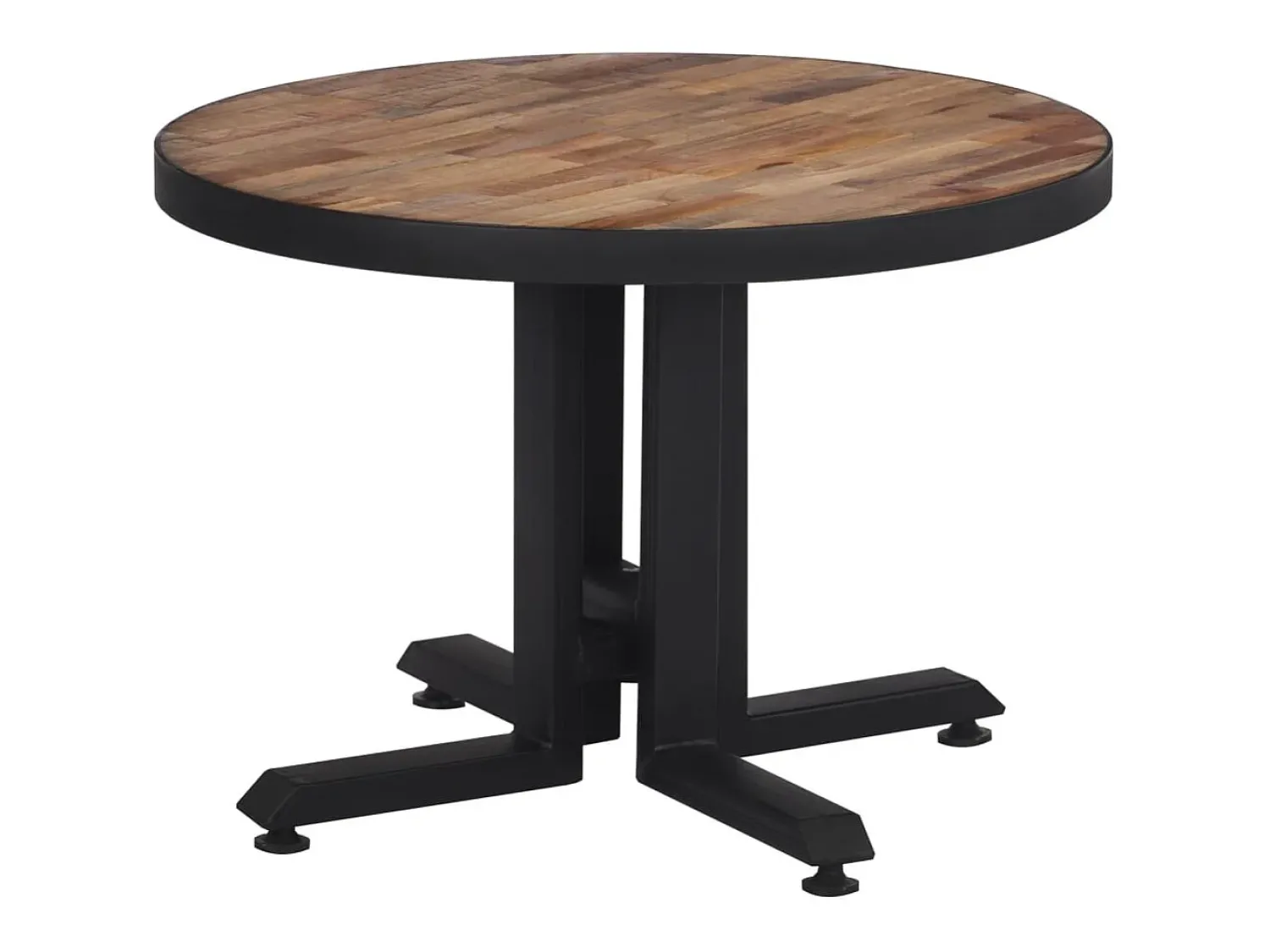 Mesa De Centro*vidaxl Mesa de centro redonda Ø55x40 cm teca recuperada maciça Natural claro