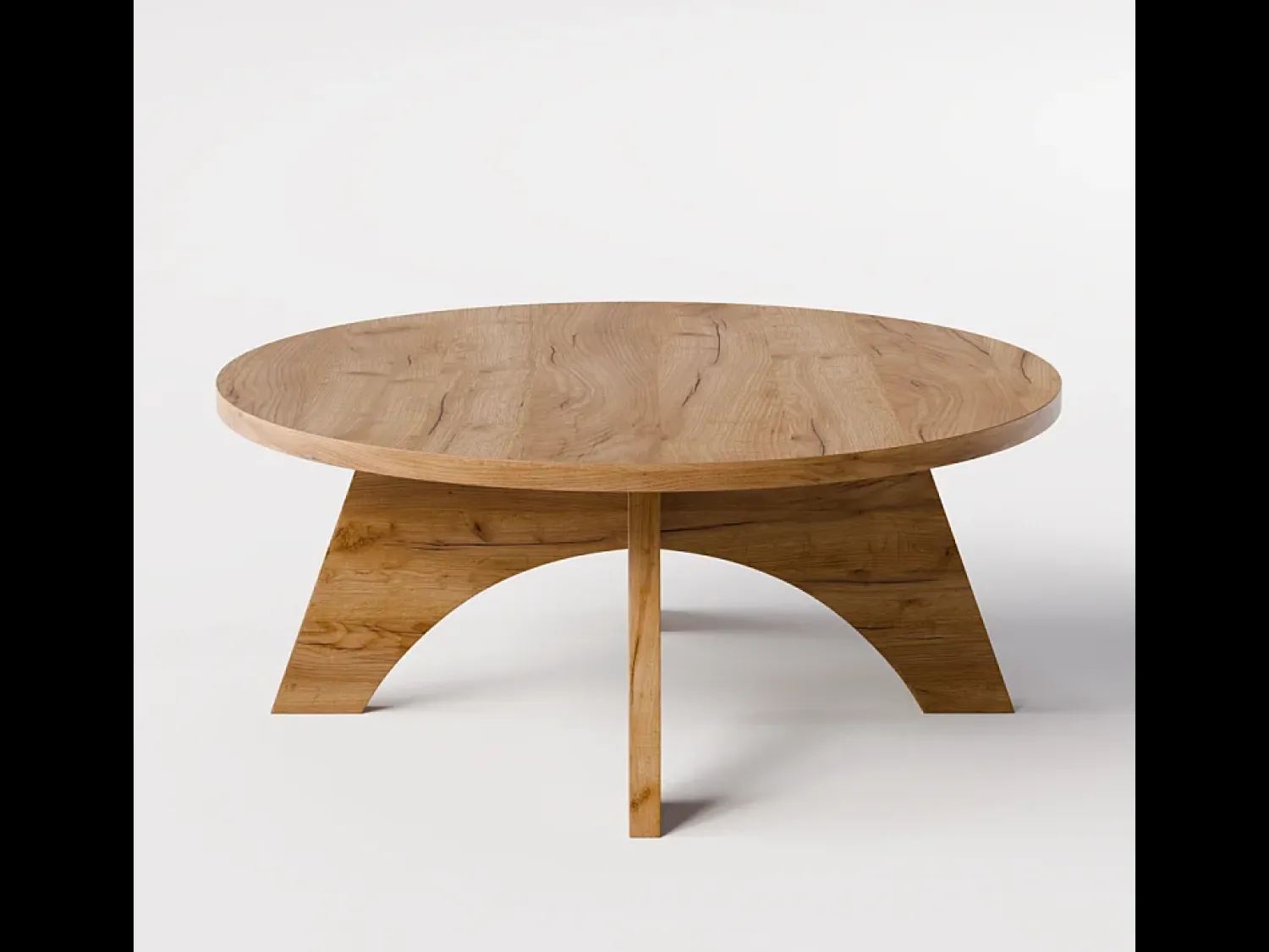 Mesa De Centro| Mesa de centro redonda YUKO Ø90 cm Carvalho Craft Castanho