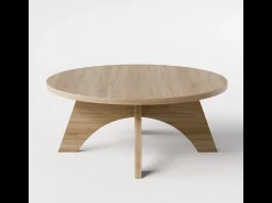 Mesa de centro redonda YUKO Ø90 cm Carvalho Sonoma Castanho