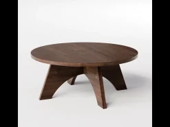 Mesa De Centro| Mesa de centro redonda YUKO Ø90 cm Carvalho Chocolate Castanho chocolate