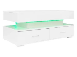 Mesa De Centro*ModernLuxe Mesa de centro regulável em altura com LED - 2 gavetas - controlada por APP - Branco