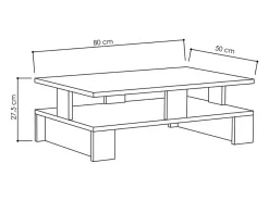 Discount Concept-Usine Mesa de centro retangular em madeira Luco com arrumação - Efeito de madeira de carvalho Castanho