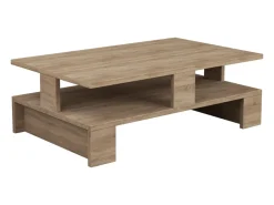 Discount Concept-Usine Mesa de centro retangular em madeira Luco com arrumação - Efeito de madeira de carvalho Castanho