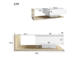 Mesa De Centro*Hauss Spole Mesa de centro retangular 105x55x32,5cm com gaveta, corpo em madeira branca e clara, tampo de vidro Branco