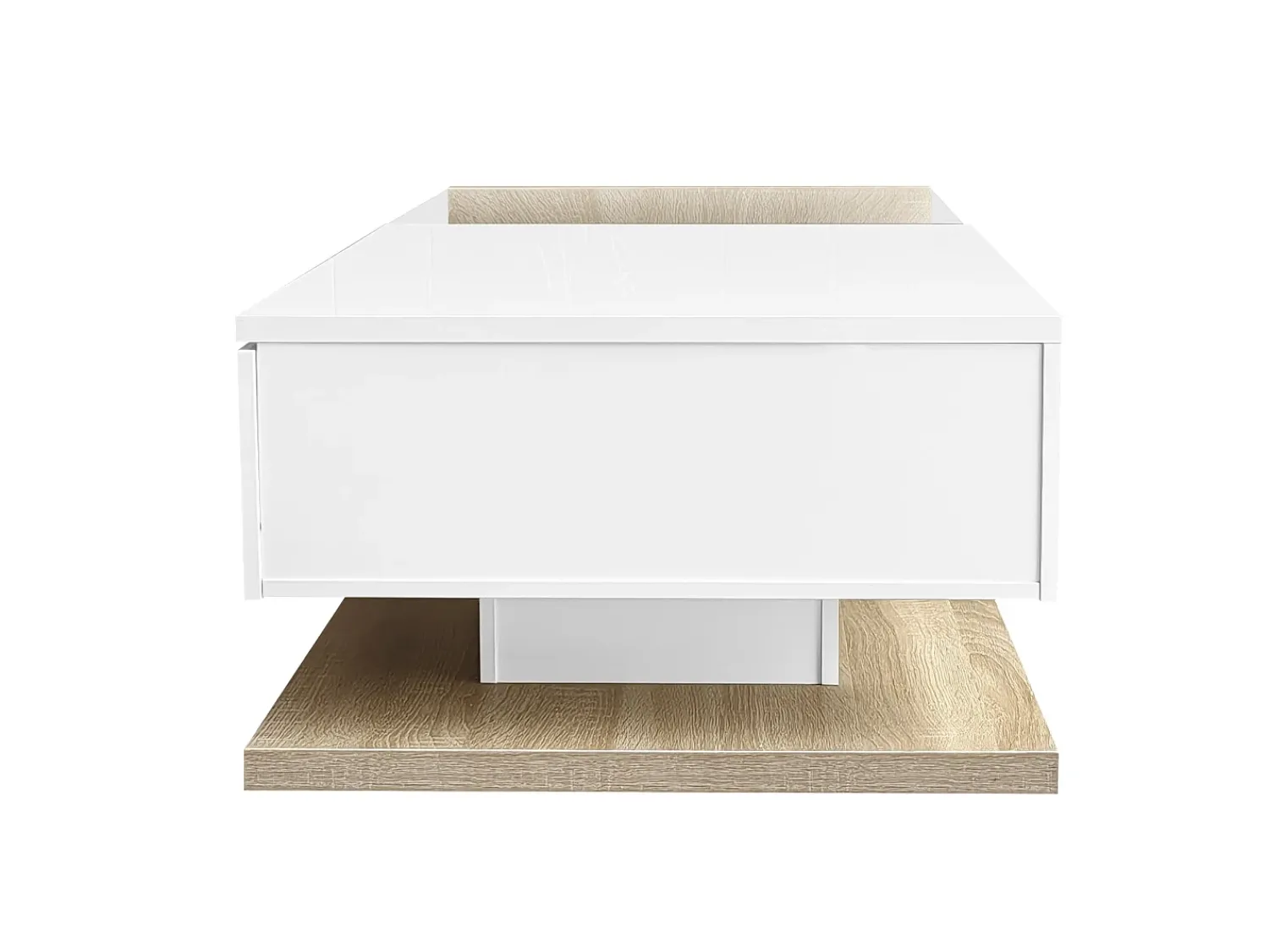 Mesa De Centro*Hauss Spole Mesa de centro retangular 105x55x32,5cm com gaveta, corpo em madeira branca e clara, tampo de vidro Branco
