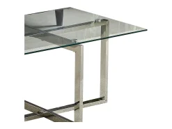 Mesa De Centro* Mesa de centro retangular - Vidro temperado - Metal prateado - CHIARA Transparente