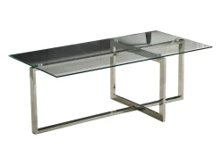 Mesa De Centro* Mesa de centro retangular - Vidro temperado - Metal prateado - CHIARA Transparente