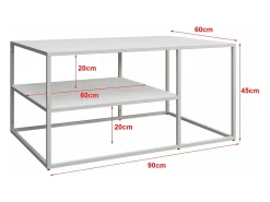 Mesa De Centro*Helloshop26 Mesa de centro retangular Solund para sala de estar 45 x 90 x 60 cm branca 03_0008513 Branco